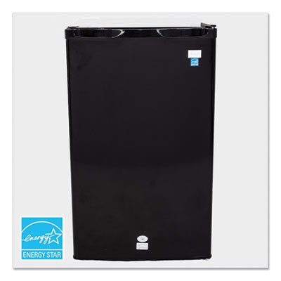 Refrigerators; Refrigerator Style: Counter-Height ; Color: Black ; Refrigerator Capacity: 4.4 ; Width (Inch): 19in ; Door Style: Flip, Solid ; Depth (Inch): 22in